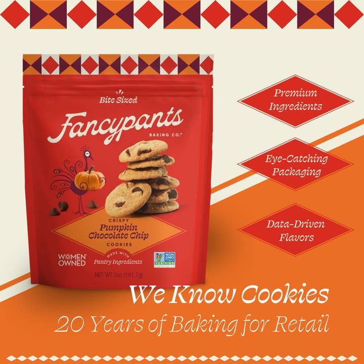Fancypants Baking Co. - Wholesale Cookie - Pumpkin Chocolate Chip Cookies | Seasonal | 12 pack | 5oz1