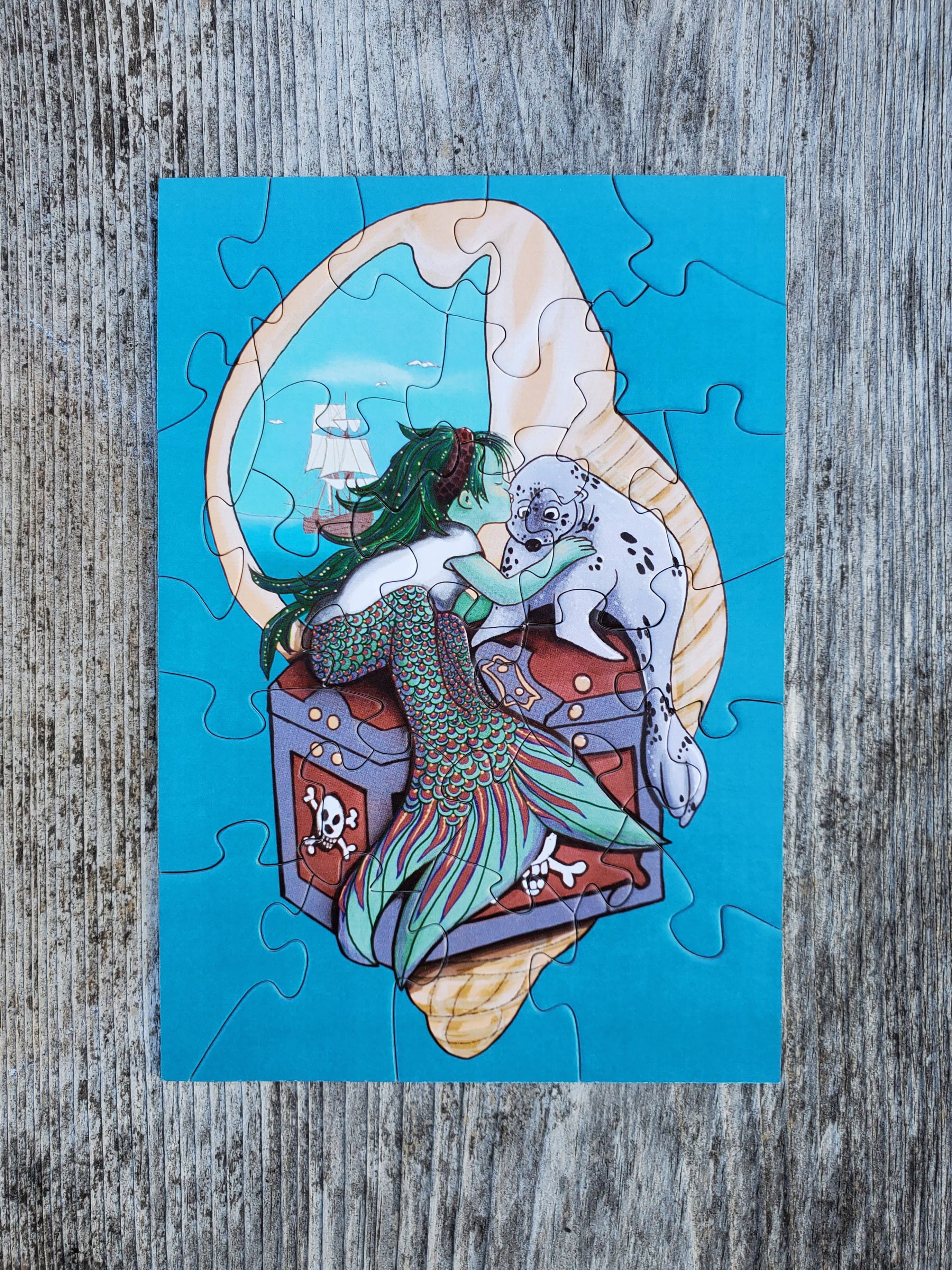 Dragon Art - Wholesale Puzzle - Kids - Mermaid Wishes and Sea Lion Kisses Mini Puzzle – 4.5 x 6.51