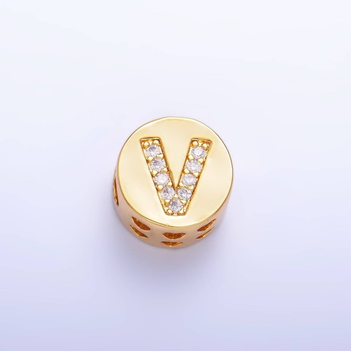 Aim Eternal - Wholesale Beads - 24K Gold Filled Alphabet Letter Micro Paved CZ Round Bead | A1526 - A153821