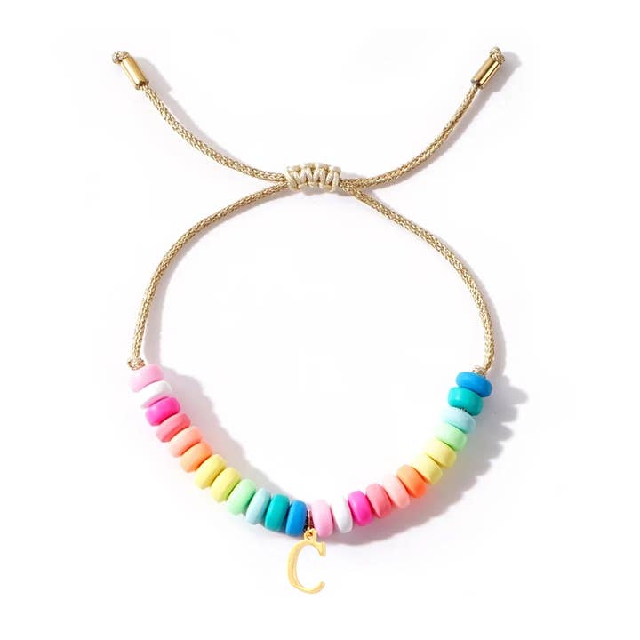 Malibu Sugar - Wholesale Jewelry - Men's - Rainbow beaded Initial Bracelets!