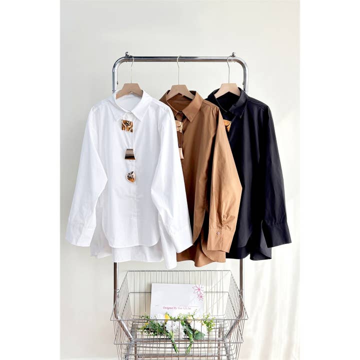 X0430LT Button-Up Shirt with Gold Art Button for wholesale by XHHH Inc