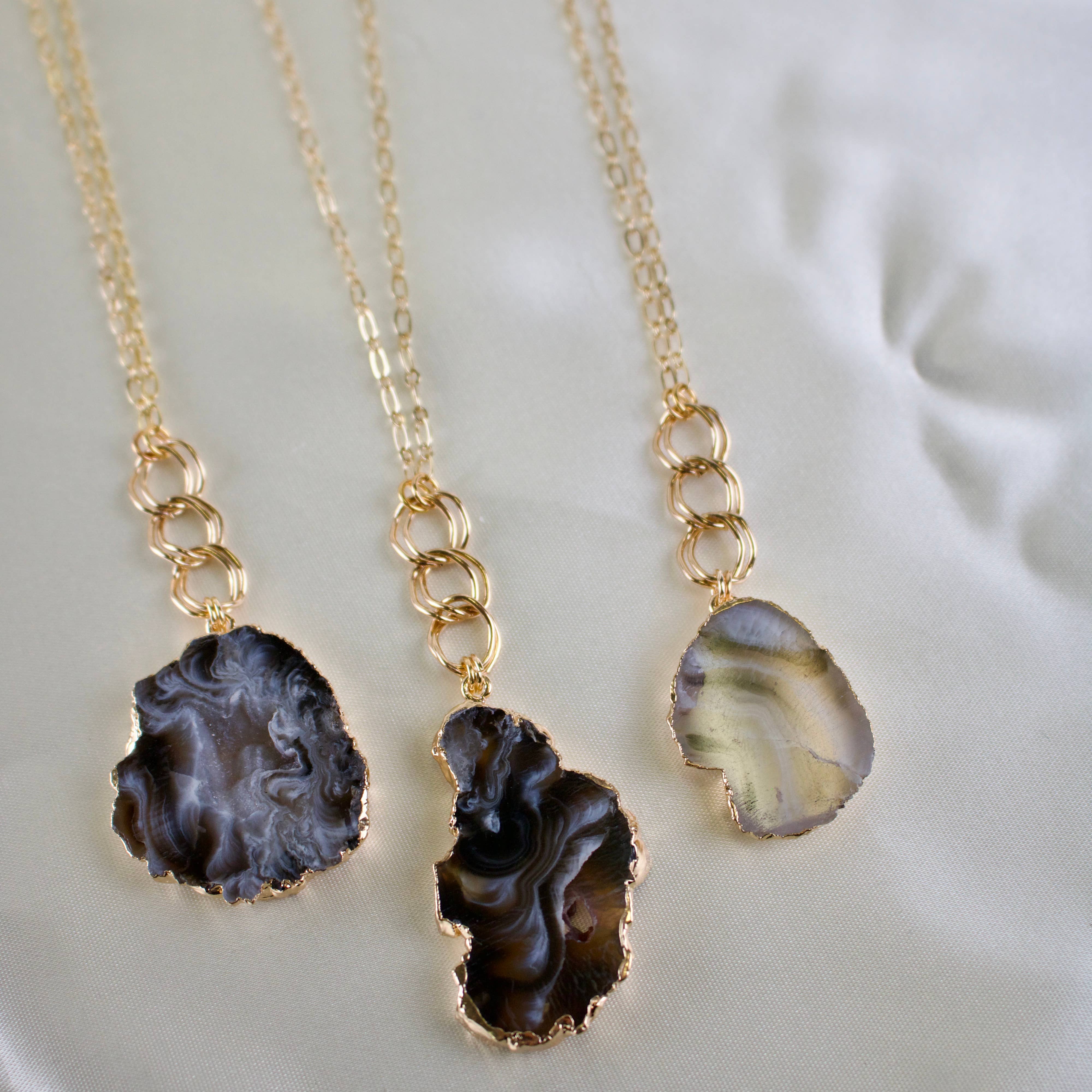 TISH jewelry - Wholesale Pendant/Charm Necklace - Tess // Agate Slice Necklace1