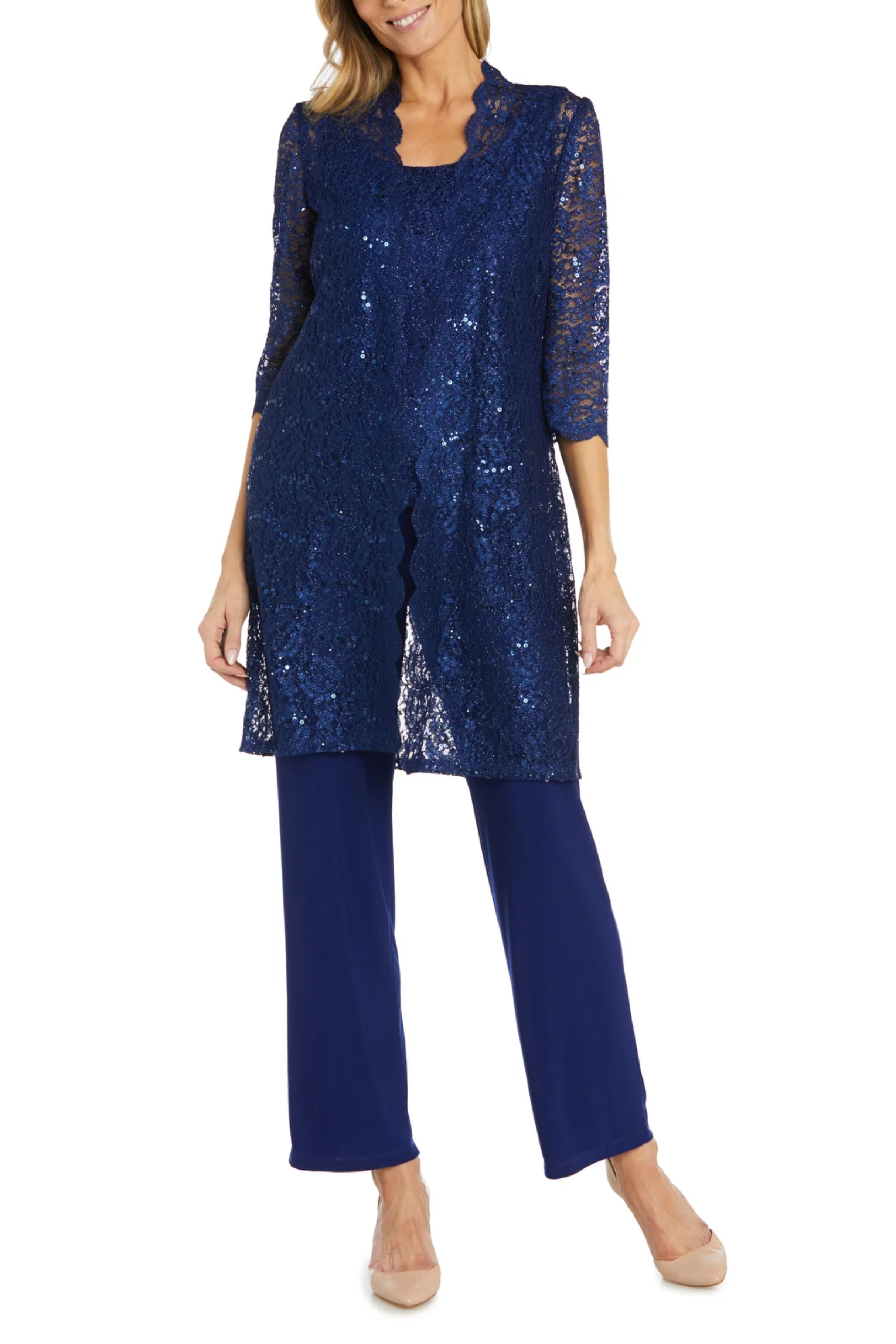 New Yorker's Apparel - Wholesale Top & Pant Set (NOT Loungewear) - Women's - RM Richards Lace 3/4 Sleeve 3-Piece Pants Set8