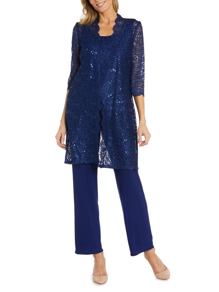 New Yorker's Apparel - Wholesale Top & Pant Set (NOT Loungewear) - Women's - RM Richards Lace 3/4 Sleeve 3-Piece Pants Set8