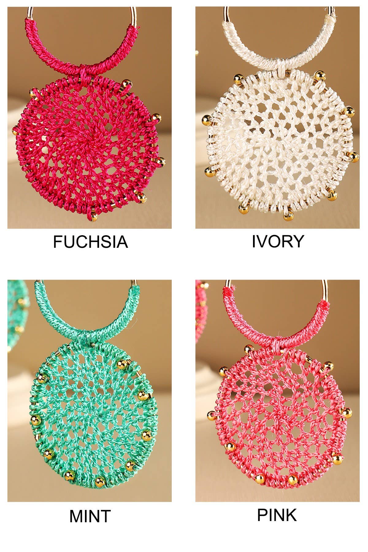 Urbanista - Wholesale Dangle Earrings - Rattan Knitted Round Tiers  Drop Earring 2