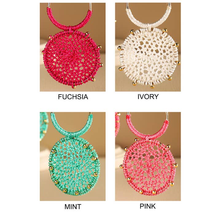 Urbanista - Wholesale Dangle Earrings - Rattan Knitted Round Tiers Drop Earring 2