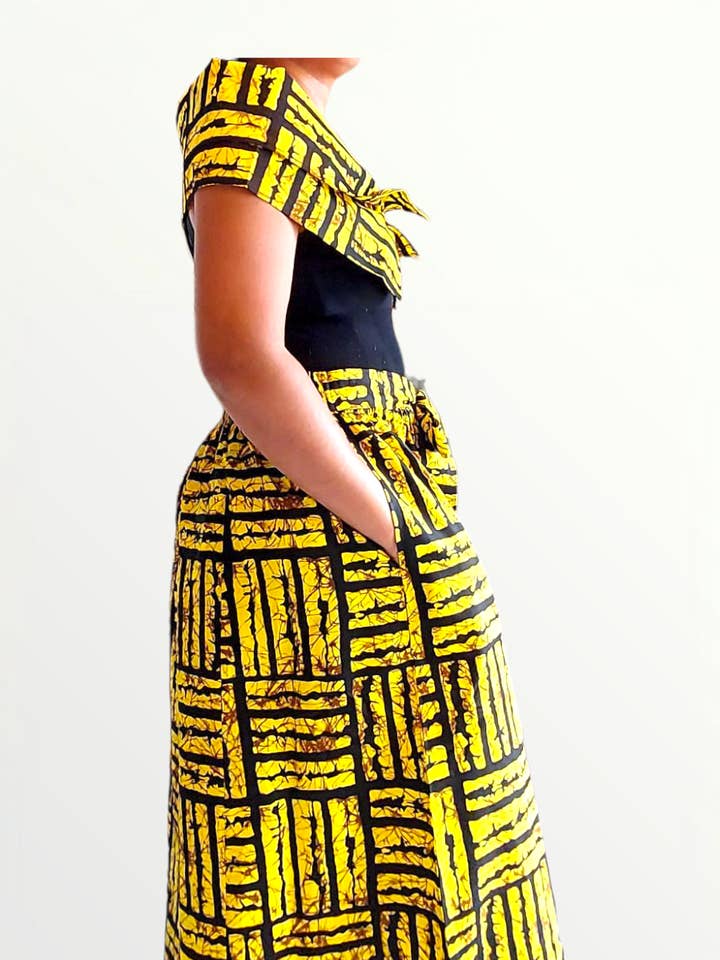 India Batik - Wholesale Pants - Women's - Women Palazzo Pant / Wide Leg Pant -PS13 Yellow2