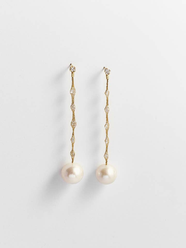 Jesse Netted String of Diamonettes Drop Earrings for wholesale by Kosa Jewels