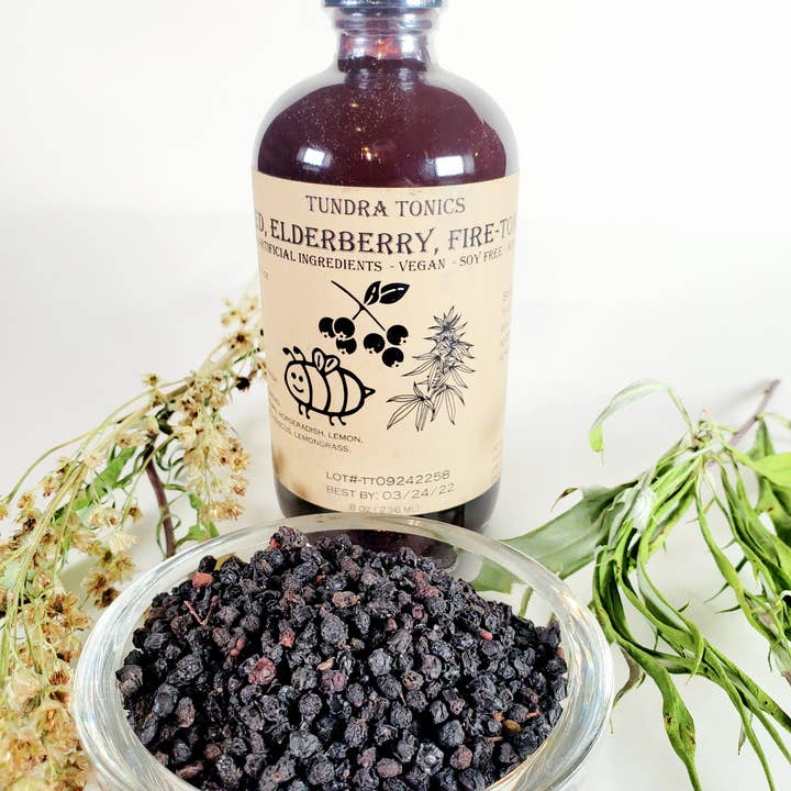 Tundra Tonics – Großhandel Nahrungsergänzungsmittel/Vitamin zum Einnehmen – Holunder, alaskischer Wermut, Feuerwein, roher Honigsirup.