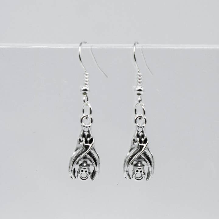 Silver Gothic Bat Charm Earrings for wholesale by ARTEMIS