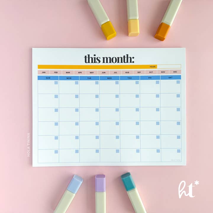 Odaterad månadskalender anteckningsblock planerare | Lärargåva för wholesale av Hola Tinina
