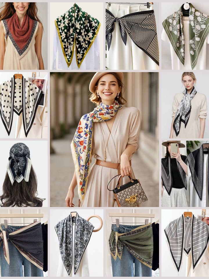 JC023328T Pañuelo Triangular Impreso – Estilo Bandana / Chal para venta al por mayor de JC Sunny Fashion