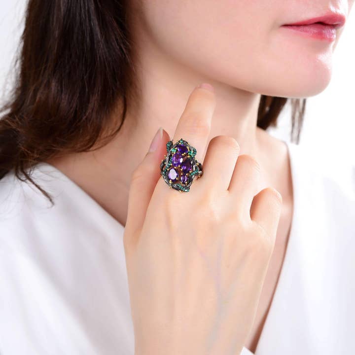 FCJ Jewelry LLC - Wholesale Cocktail/Statement Ring - Amethyst Snake Statement Ring1