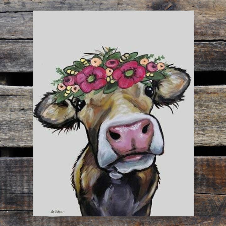 Metal Sign, Cow Tin Sign, 'Hazel' Farmhouse Cow Sign for wholesale by Hippie Hound Studios