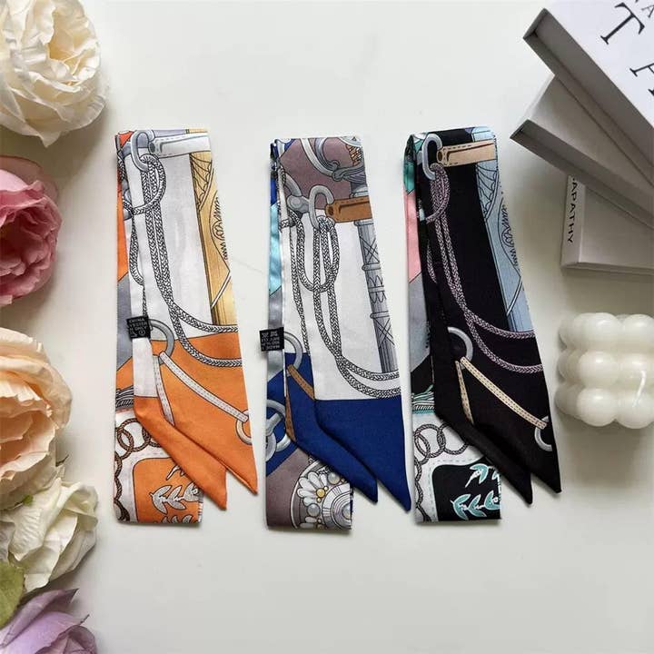 Multi Pattern Skinny Twilly Scarf for wholesale by Paperdoll