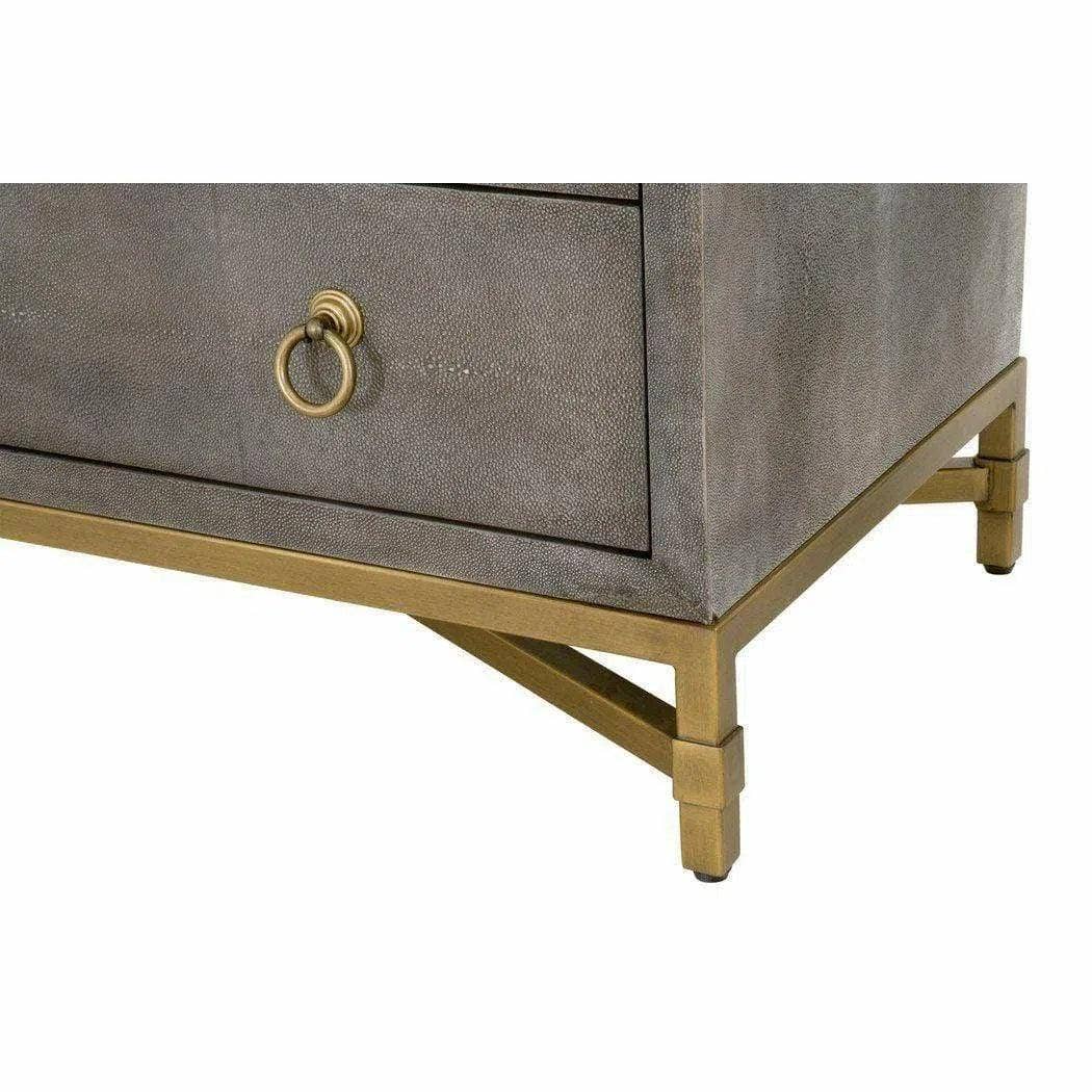 LOOMLAN - Wholesale Bedroom Furniture - Strand Grey Shagreen Scandinavian Nightstand 3 Drawers6