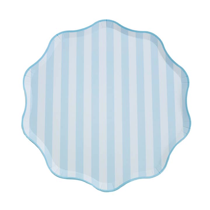 Soft Blue Stripe Plate for wholesale by Festive Fun Co.
