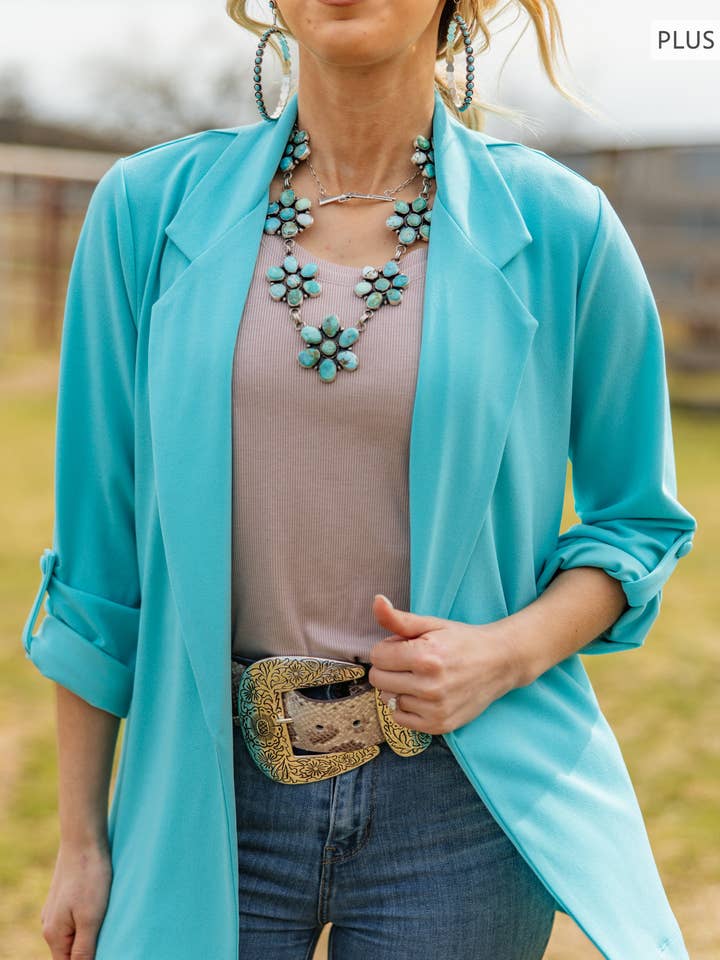 Andrée by Unit - Wholesale Blazer - Women's - PLUS SIZE Open Front Relaxed Boyfriend Blazer