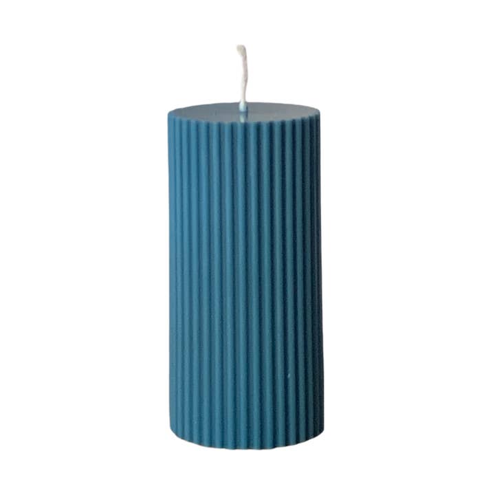 A’lure Striped Pillar Candle S – Petrol for wholesale by A'lure Scents