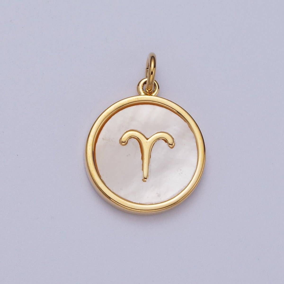 Aim Eternal – Engroshandel Vedhæng/charm – 24K guld fyldt stjernetegn muslingeperle rund mønt charm astrologi smykkefremstilling | A-A1367-A-A13720