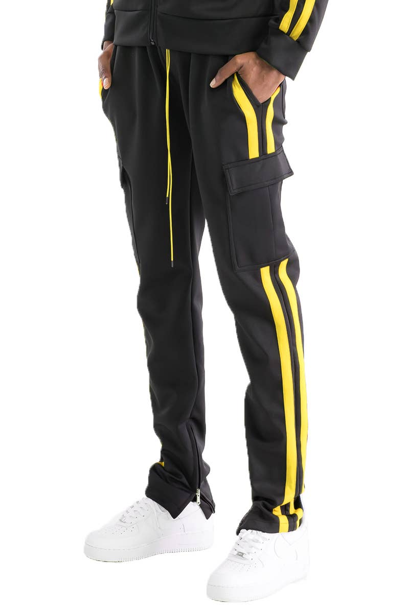 WEIV - Wholesale Athletic Sweatpants/Joggers - Men's - Two Stripe Cargo Pocket Track Pant Jogger4
