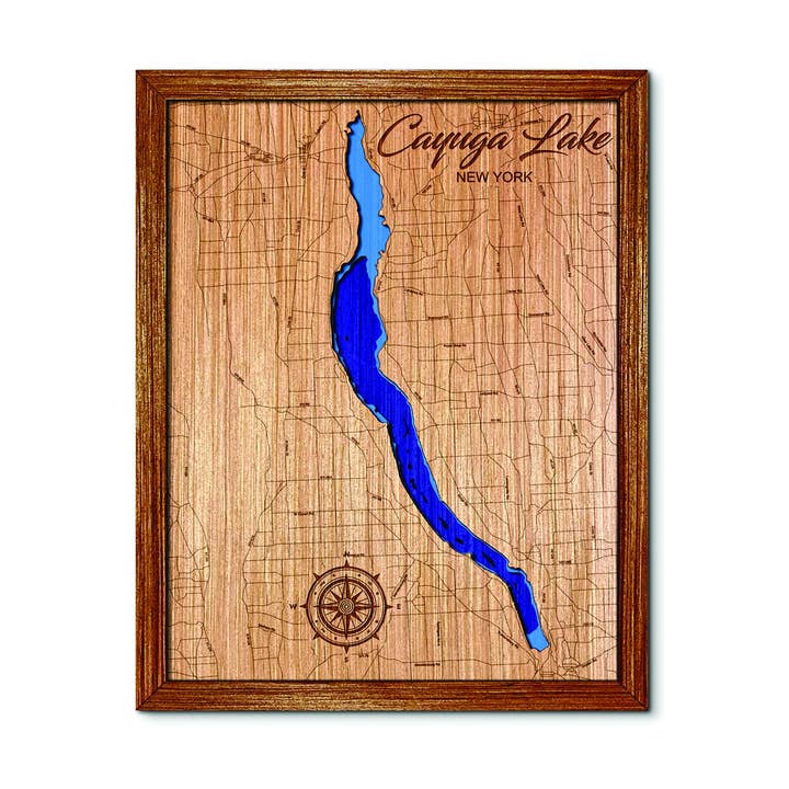 Mappa della Profondità del Lago Cayuga - Decorazione per Casa e Pareti per la vendita all'ingrosso da parte di Premier Gifts and More