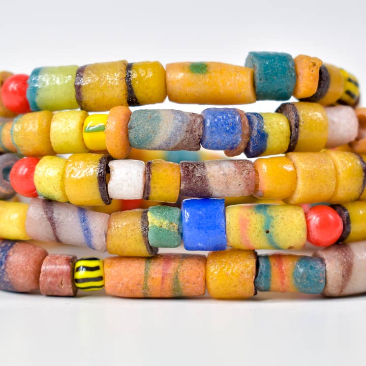 Krobo "Recycled" Powder Glass Mixed Trade Beads Gambia for wholesale by Africa Direct