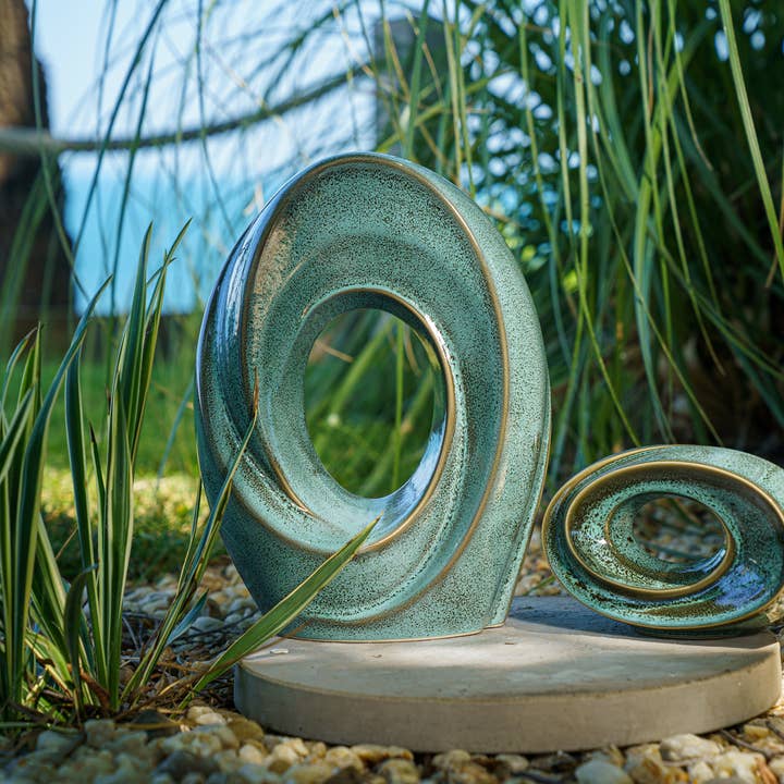 Pulvis Art Urns - Wholesale Urn - Cremation Urn "The Passage" - Large | Oily Green Melange5