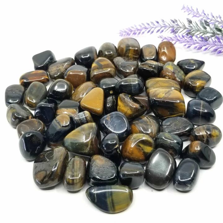 Olho de Falcão (Olho de Tigre Azul) Pedras Roladas - 1 kg por atacado de Funky Stuff