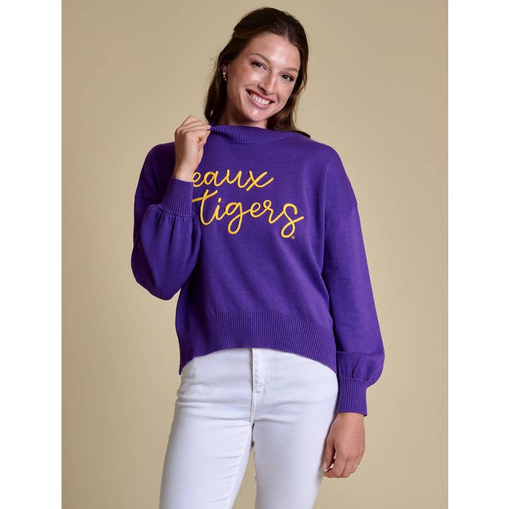 Den broderede sweater med høj hals | LSU for engroshandel hos Stewart Simmons
