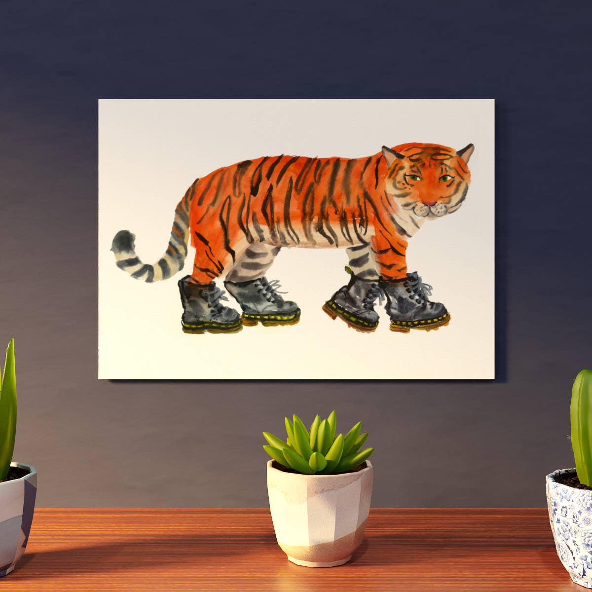 Rosie Webb illustrations - Wholesale Art Print - Tiger in boots  Giclee Print GP01172