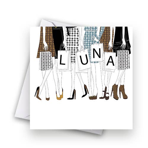 Shopaholics- Biglietto di auguri Luna per la vendita all'ingrosso da parte di Catherine Loves