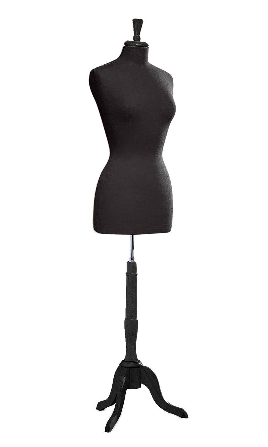Store Supply Warehouse - Wholesale Mannequin - Female Jersey Black Dressmaker Form W/ Wood Base and Finial