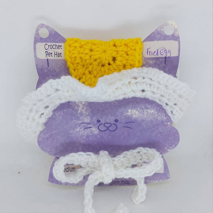 Glitter Ghost Clothing and Accessories – wholesale Pet hat – Dog – Crochet Fried Egg Hat - Cat Hat - Pet Hat - Made to order3