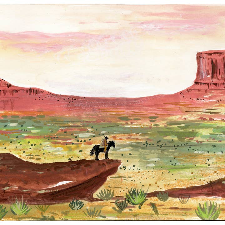 Cowboy Landscape Print for wholesale by Charis Raine Illustration