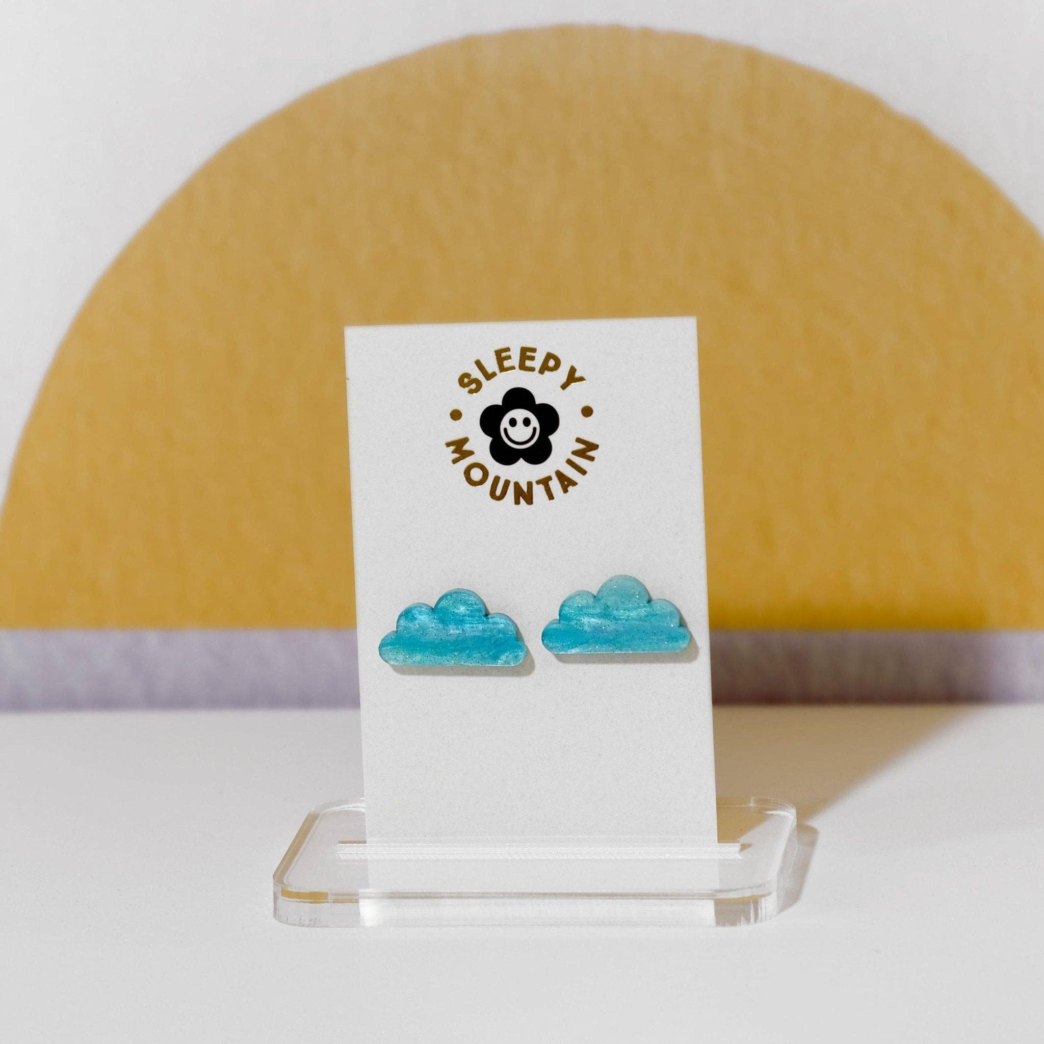 Sleepy Mountain - Wholesale Stud/Post Earrings - Blue cloud stud earrings