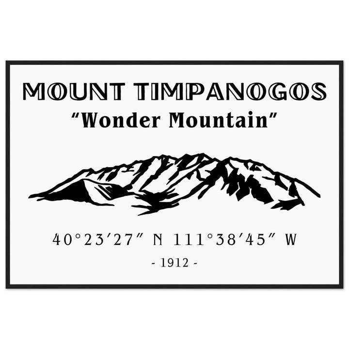Affiche mate encadrée en bois de qualité supérieure - Vintage Mont Timpanogos (Montagne Merveille) pour la vente par Timpanogos Hiking Co.