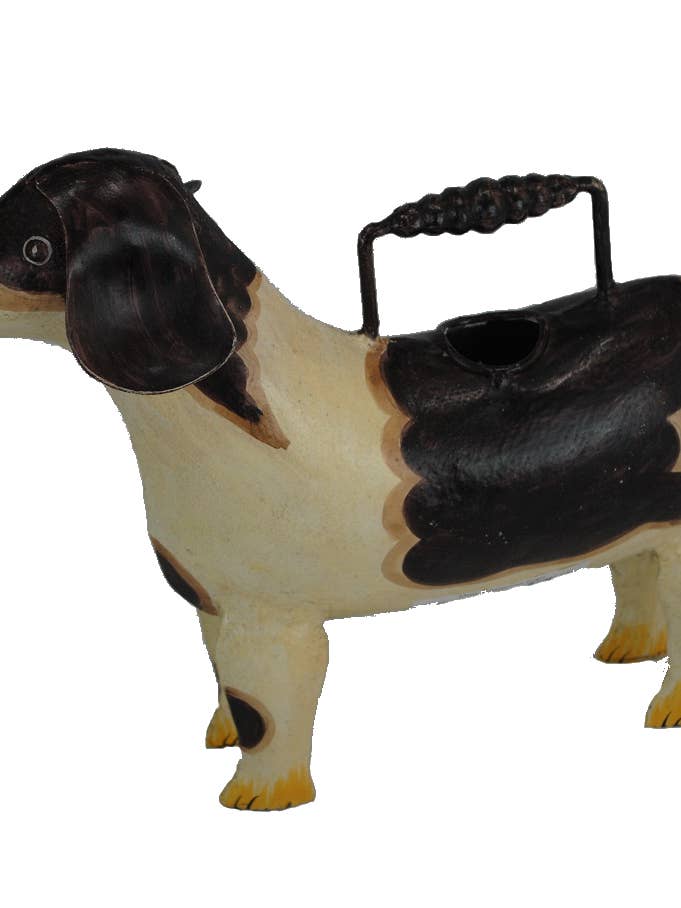 Arrosoir Chien en métal, fait main et peint rustique 14" pour la vente par Spectrum Home Fashions, Inc.