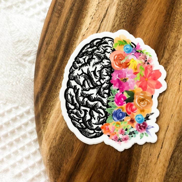 Adesivo cervello floreale acquerello per la vendita all'ingrosso da parte di Sagie May Design Co