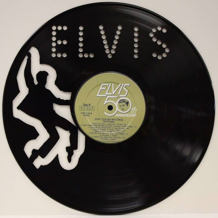 Gold Record Outlet - Vente Décoration murale - Présentoir mural en vinyle découpé au laser d'Elvis Presley