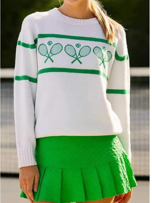 Runway Athletics – Engroshandel Pullover - Dame – Tennistrøje - Ketchere Creme/Grøn1