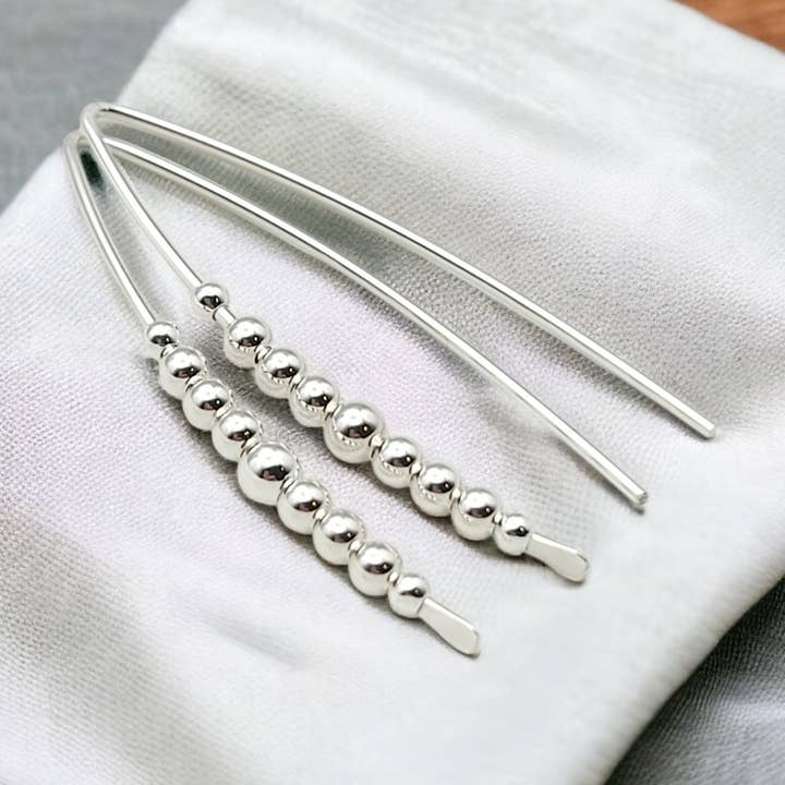 Sterling Silver Beaded Threader Earrings - Modern & Luxe for wholesale by Bijou by SAM