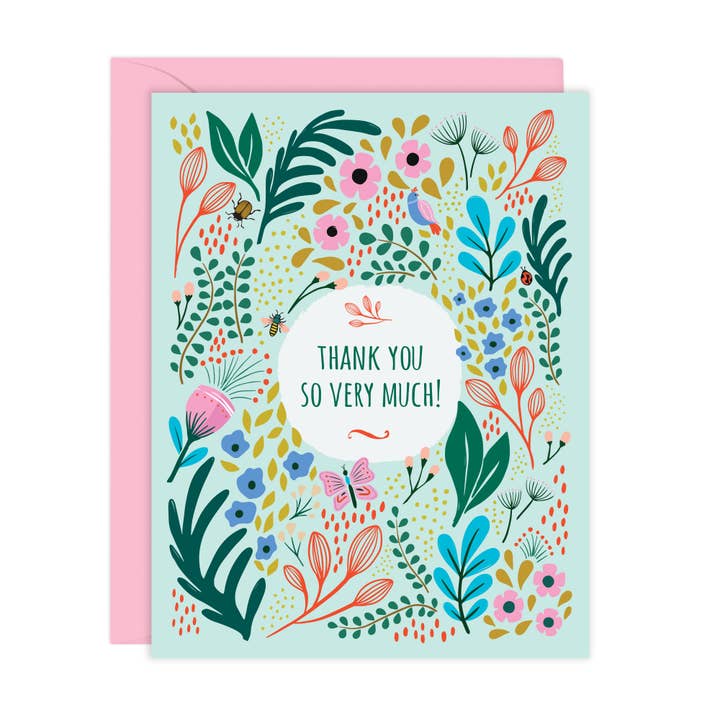 Lucy Loves Paper - Wholesale Thank You Card - Floral Spring Garden Thank You Card (A2)