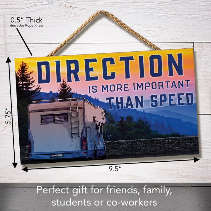 Conimar Promotions - Wholesale Sign - "Direction" Hanging Wood Wall Sign 9.5" x 5.75" 5