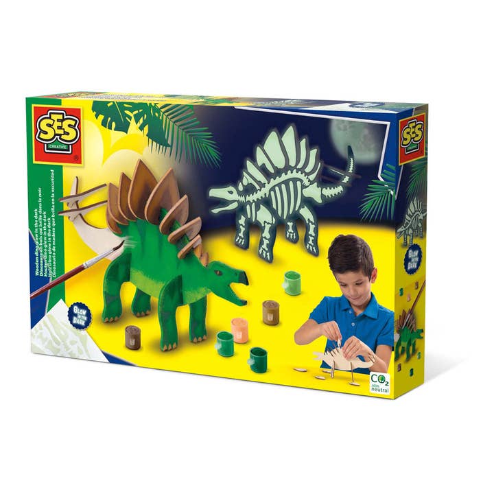 SES CREATIVE Children's Wooden Dino Glow-in-the-Dark Kit, Un for wholesale by Meroncourt Europe Ltd