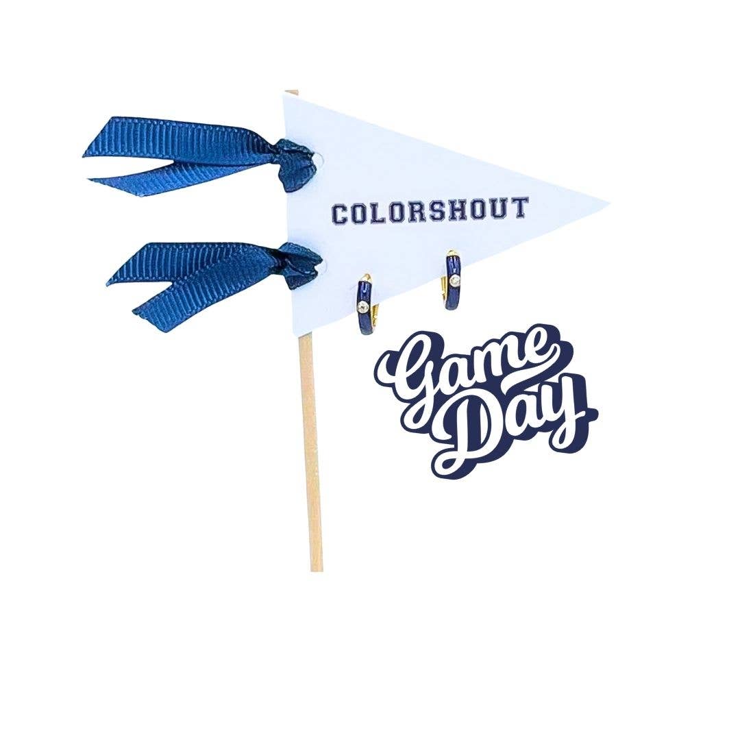 Color Shout - Vente Petits anneaux - Jour de match : Créoles Huggie aux couleurs de l'équipe sur un drapeau à fanion18