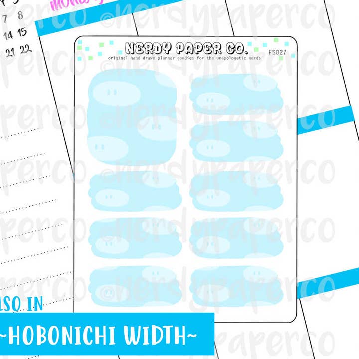 S. MARIO CLOUD BOXES- Hand Drawn Planner Stickers - FS027 for wholesale by NERDY PAPER CO.