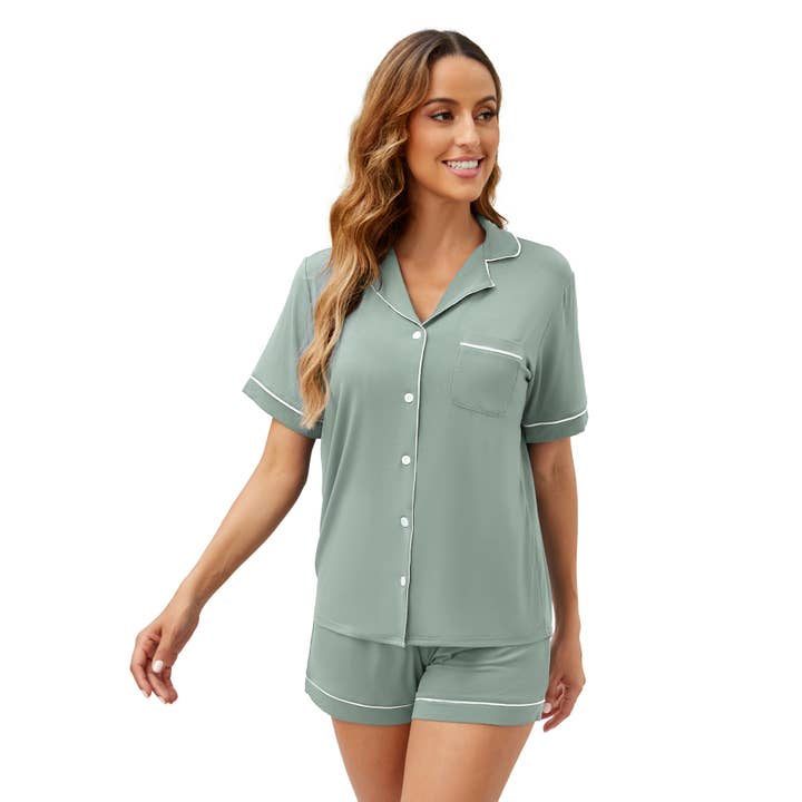 GEXWORLDWIDE - Wholesale Sleepwear Set - Women's - Bamboo Viscose Short-Sleeved Spring & Summer Pajamas Set11