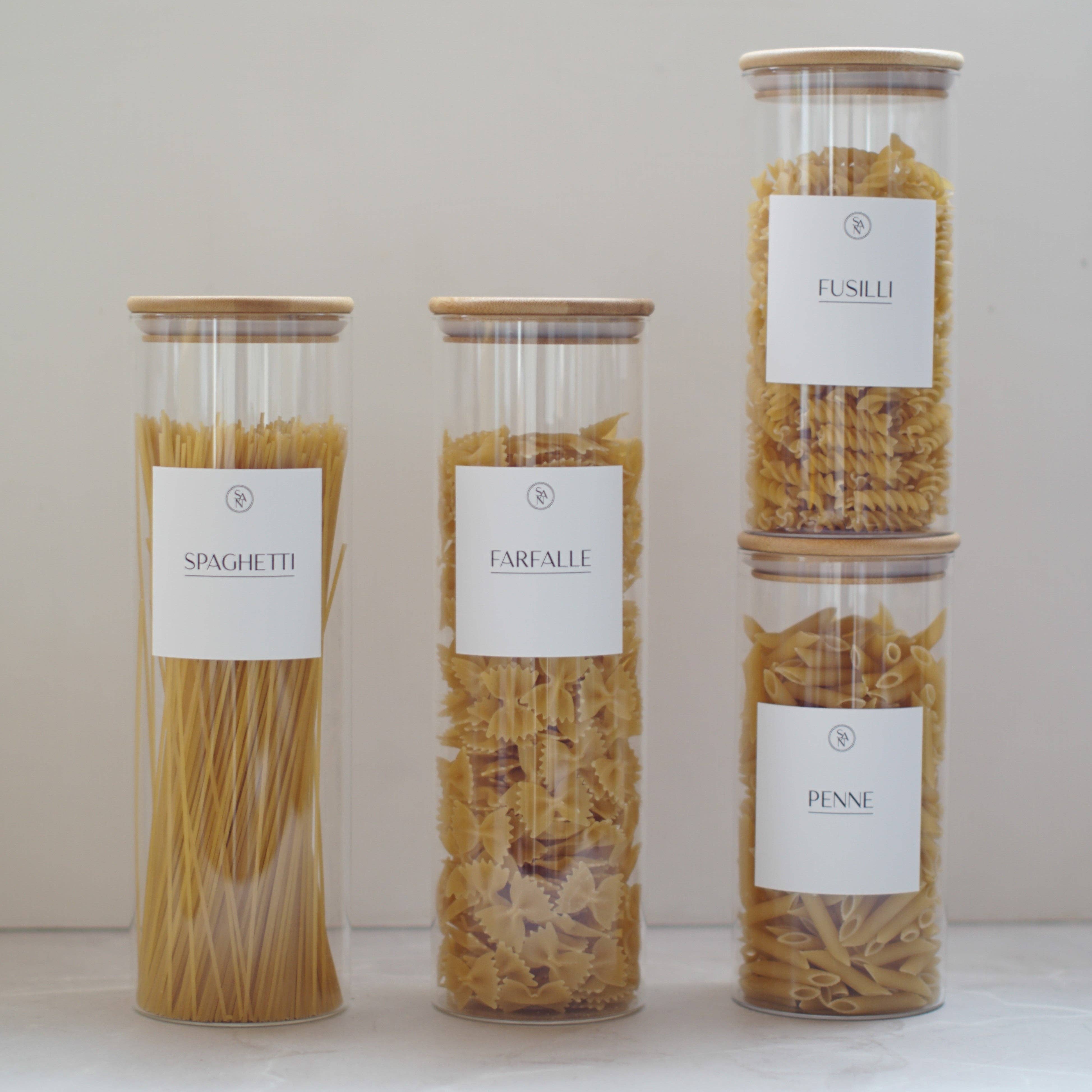 So At Nature - Wholesale Food Storage Container - Pasta Pantry Set - 4 Airtight Jars with Waterproof Labels1