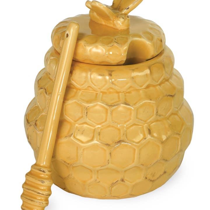 Honeycomb Honey Pot & Dipper for wholesale by Boston International